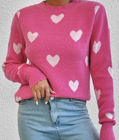 Jo Pink Heart Sweater