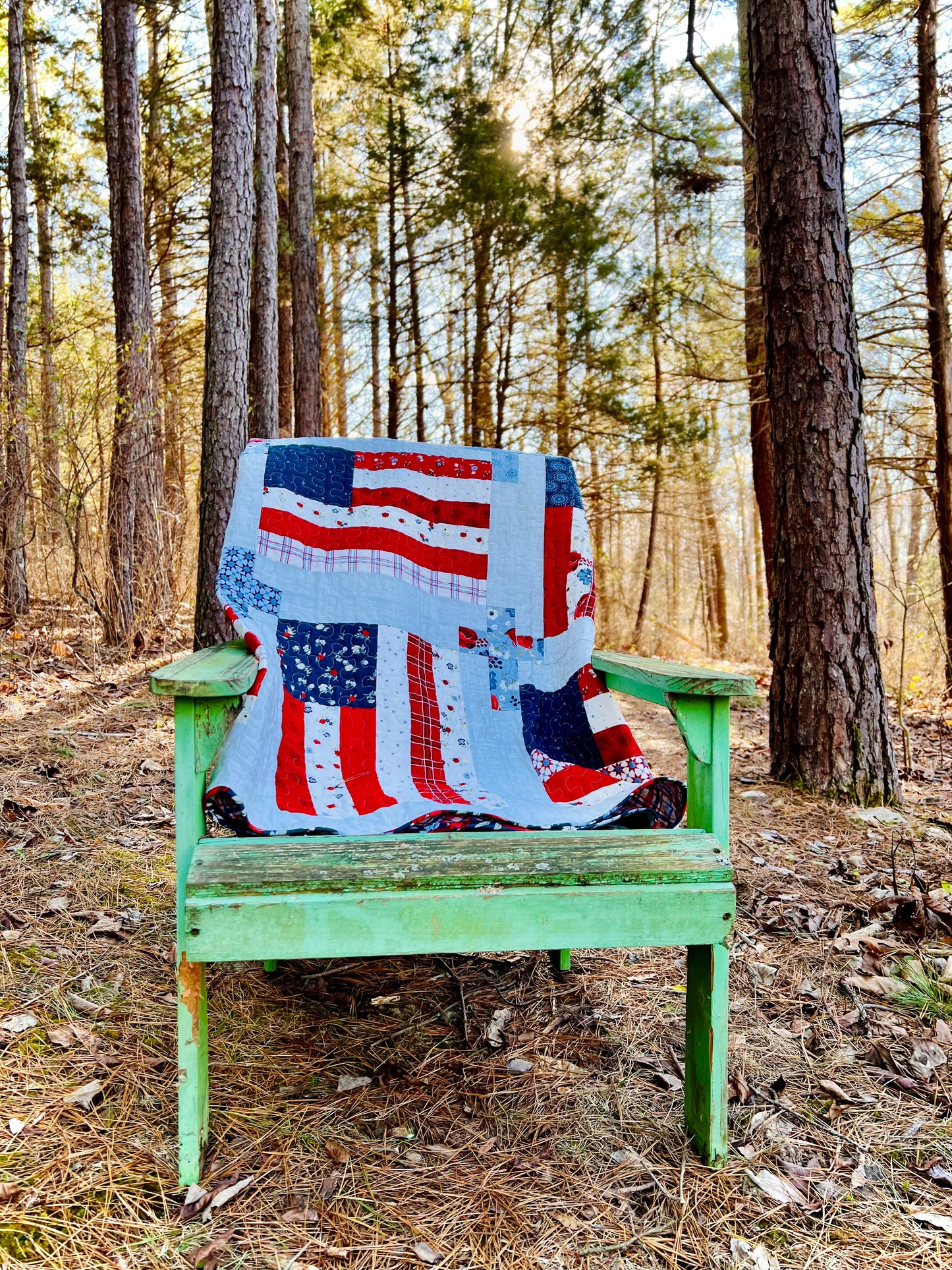 God And Country Quilt Pattern, Flag and Cross Pattern, Paper Print Version