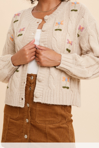 Daisy Embroidered Cardigan