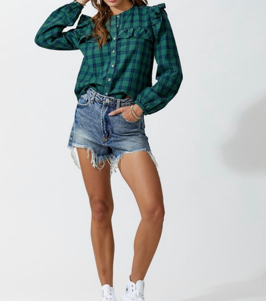 Mabel Ruffle Flannel Shirt