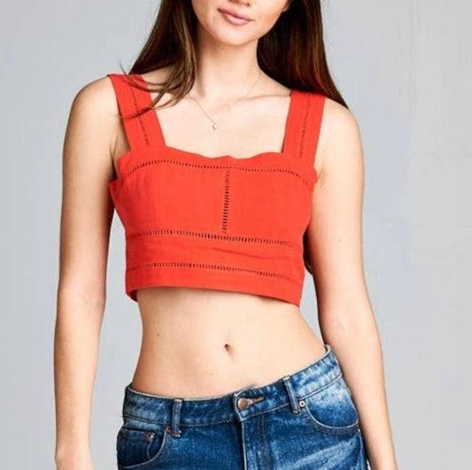 Linen Detail Crop Top